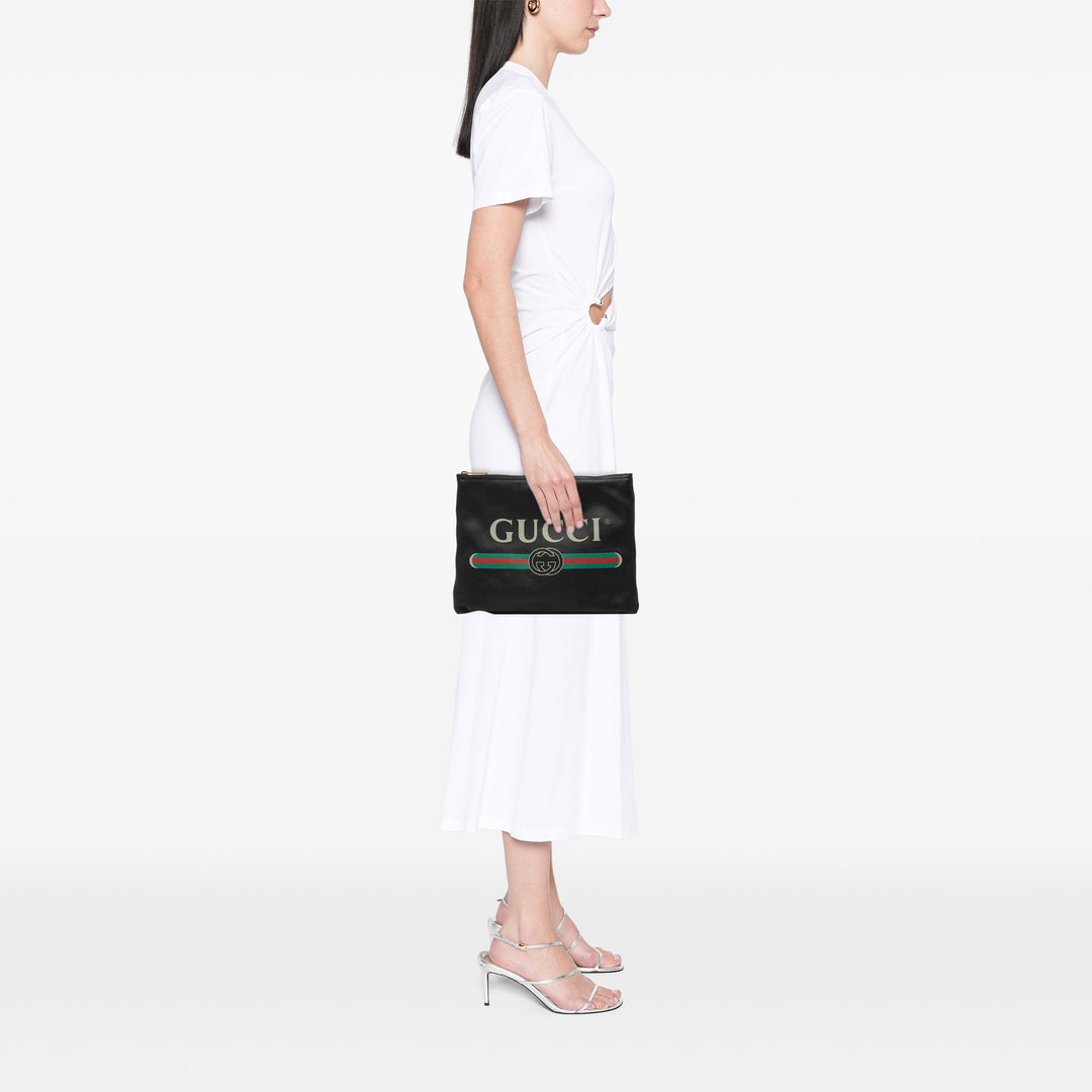 Gucci Logo Portfolio Pochette Moyen Cuir de veau