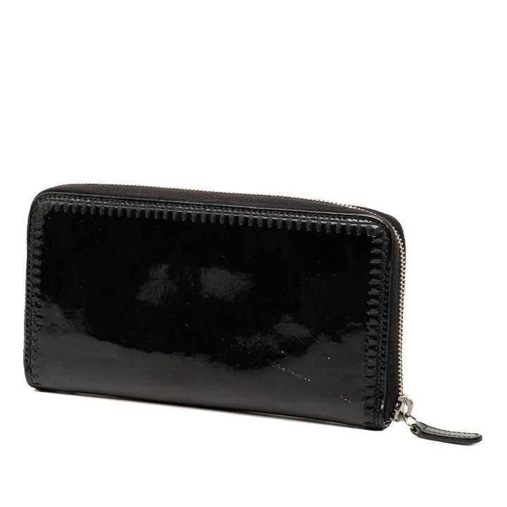 Chanel CC Cuir verni Surpiqué Portefeuille long
