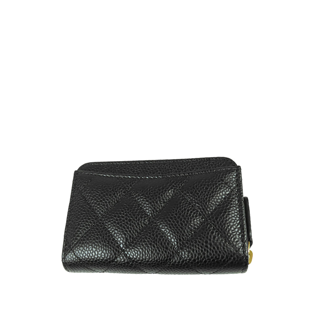 CC Matelassé Zippé Porte-monnaie Cuir caviar Noir