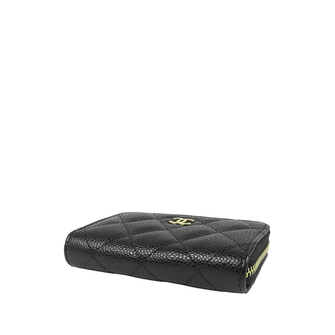 CC Matelassé Zippé Porte-monnaie Cuir caviar Noir