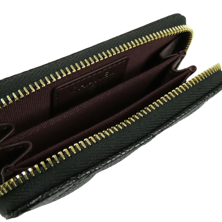 CC Matelassé Zippé Porte-monnaie Cuir caviar Noir
