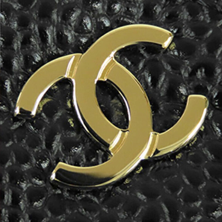 CC Matelassé Zippé Porte-monnaie Cuir caviar Noir
