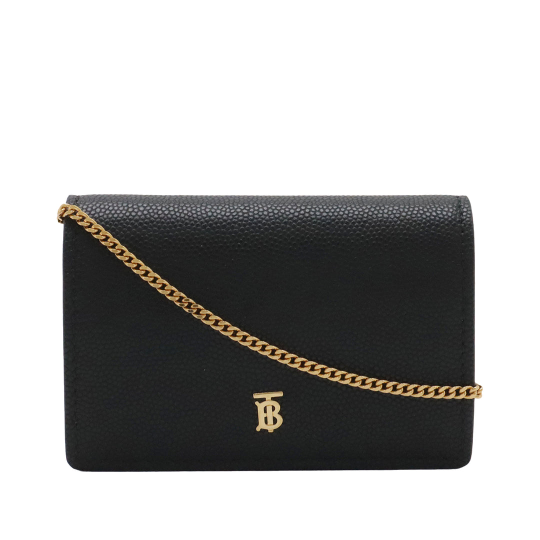Burberry Cuir de veau grainé TB Jessie Card Étui on Chain