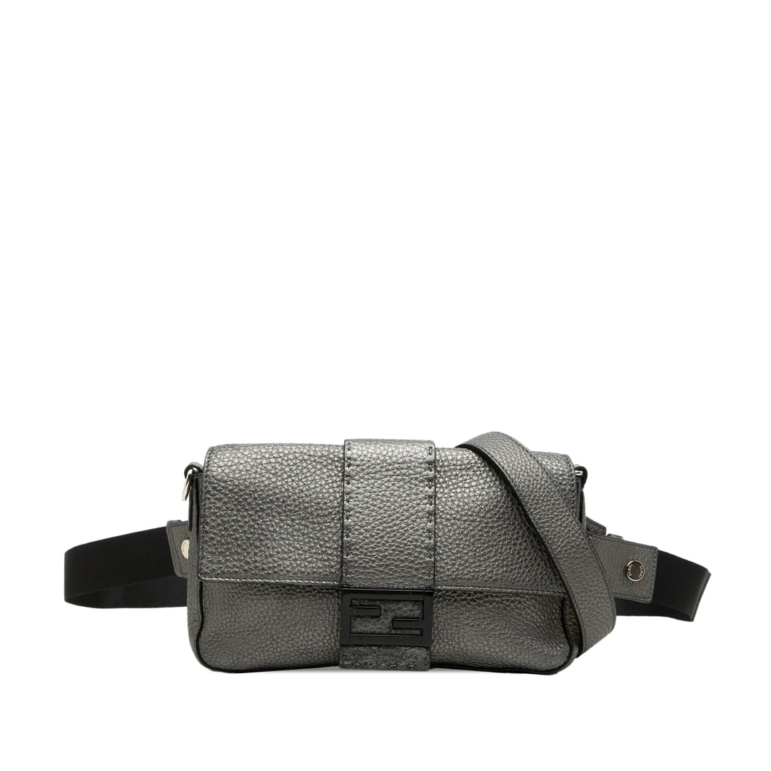 Fendi Selleria Baguette Sac Gris – vue principale – GABY PARIS