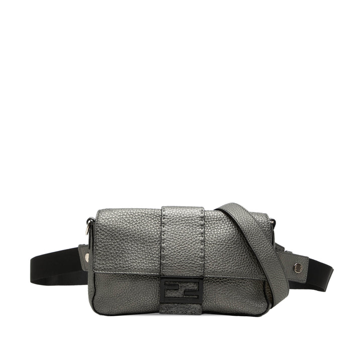Fendi Selleria Baguette Sac Gris – vue principale – GABY PARIS