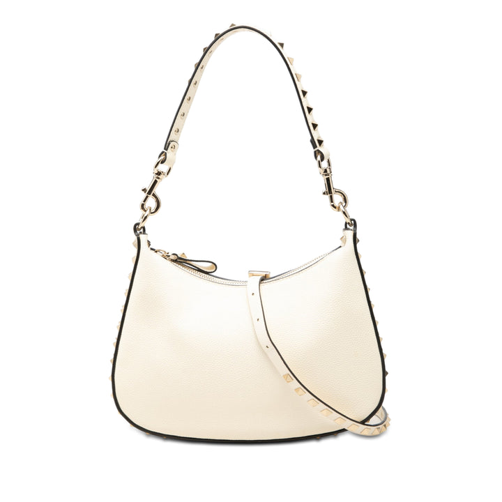 Valentino Grainy Rockstud Hobo Petit Cuir de veau