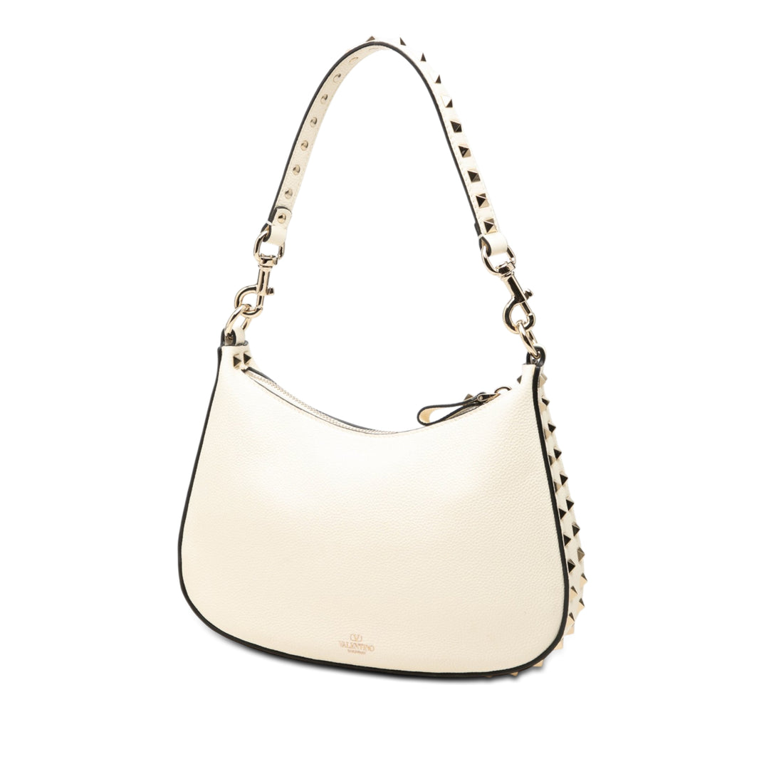Valentino Grainy Rockstud Hobo Petit Cuir de veau