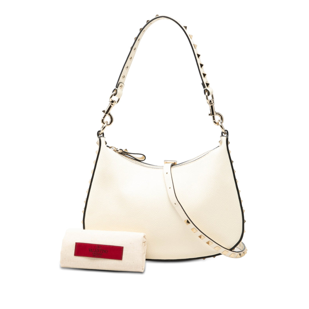 Valentino Grainy Rockstud Hobo Petit Cuir de veau