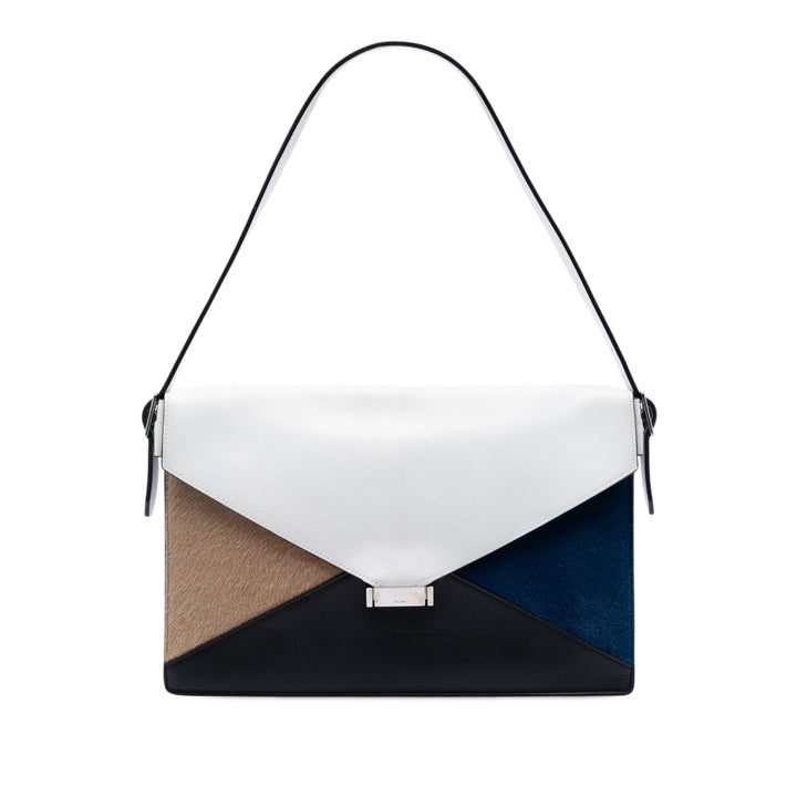 Celine Multicolor Cuir et Pony Hair Diamond Sac bandoulière
