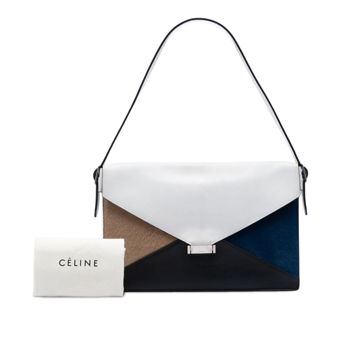 Celine Multicolor Cuir et Pony Hair Diamond Sac bandoulière