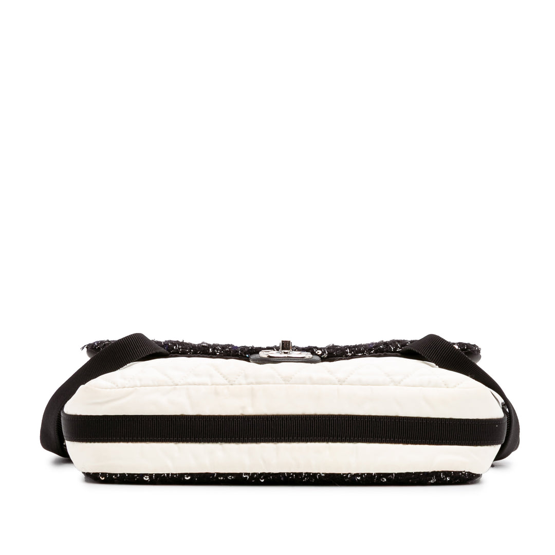 Bicolor Tweed and Nylon Astronaut Essentials Flap Black - Gaby Paris