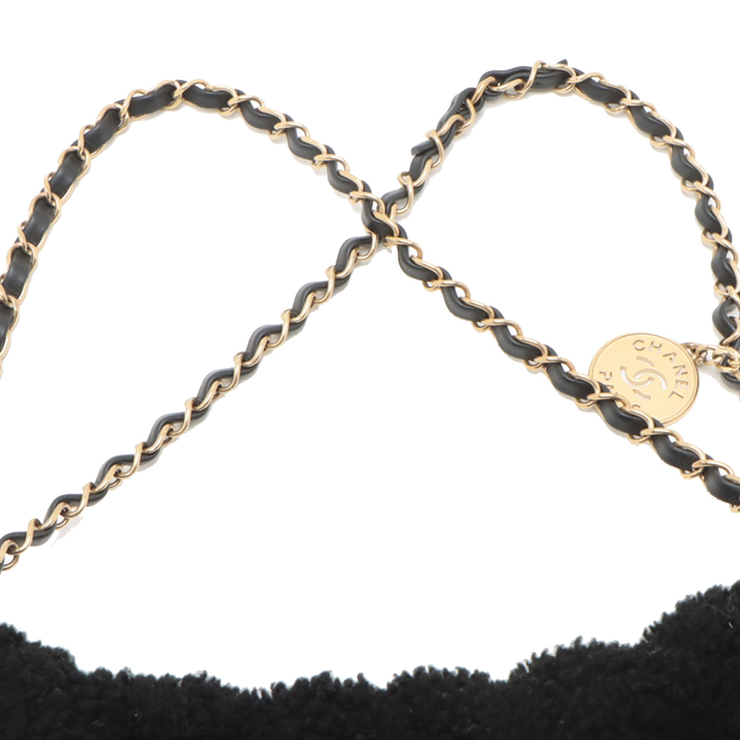 Chanel Small Quilted Aged Cuir d’agneau and Shearling 22 Sac à main Noir