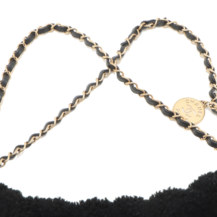 Chanel Small Quilted Aged Cuir d’agneau and Shearling 22 Sac à main Noir