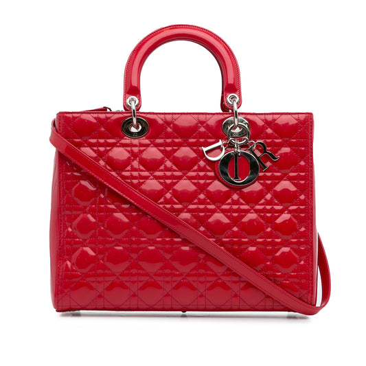 Large Patent Cannage Lady Dior Red - Gaby Paris