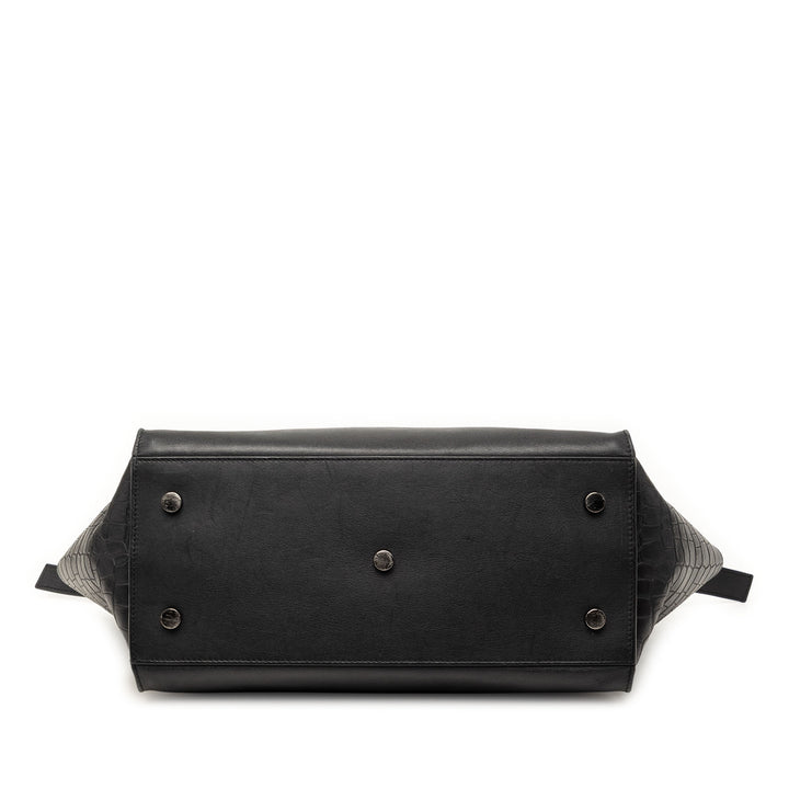 Saint Laurent Small Croc embossé à finitions Cuir Downtown Cabas