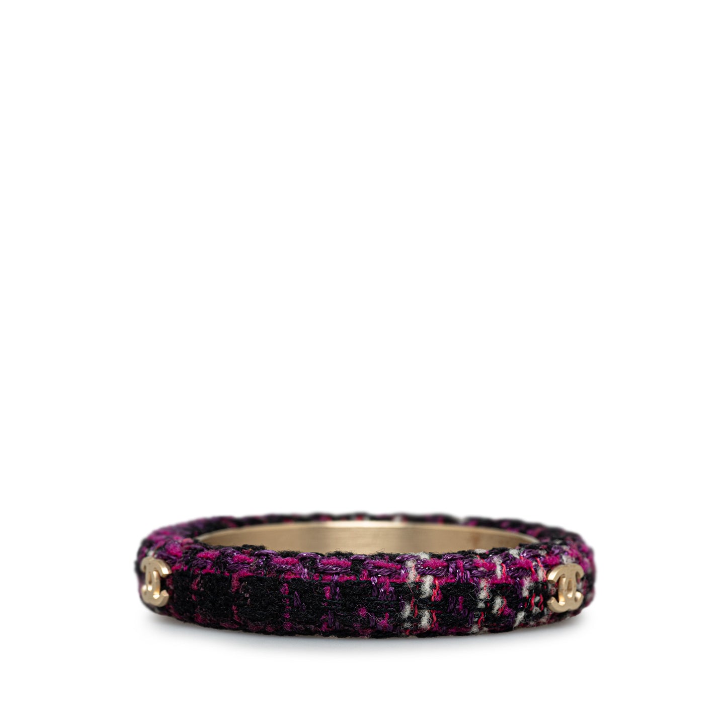Tweed CC Logo Bangle Bracelet Purple - Gaby Paris