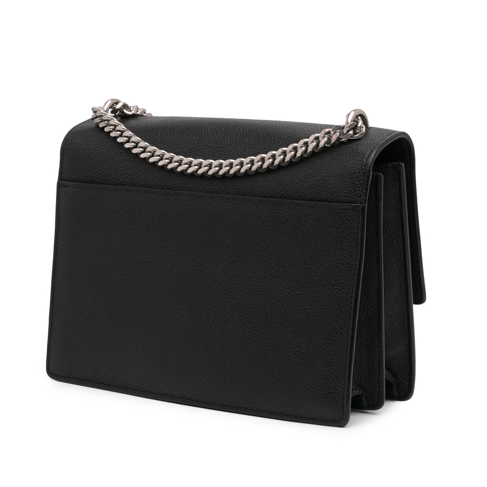 Medium Grained Calfskin Monogram Sunset Crossbody Black - Gaby Paris