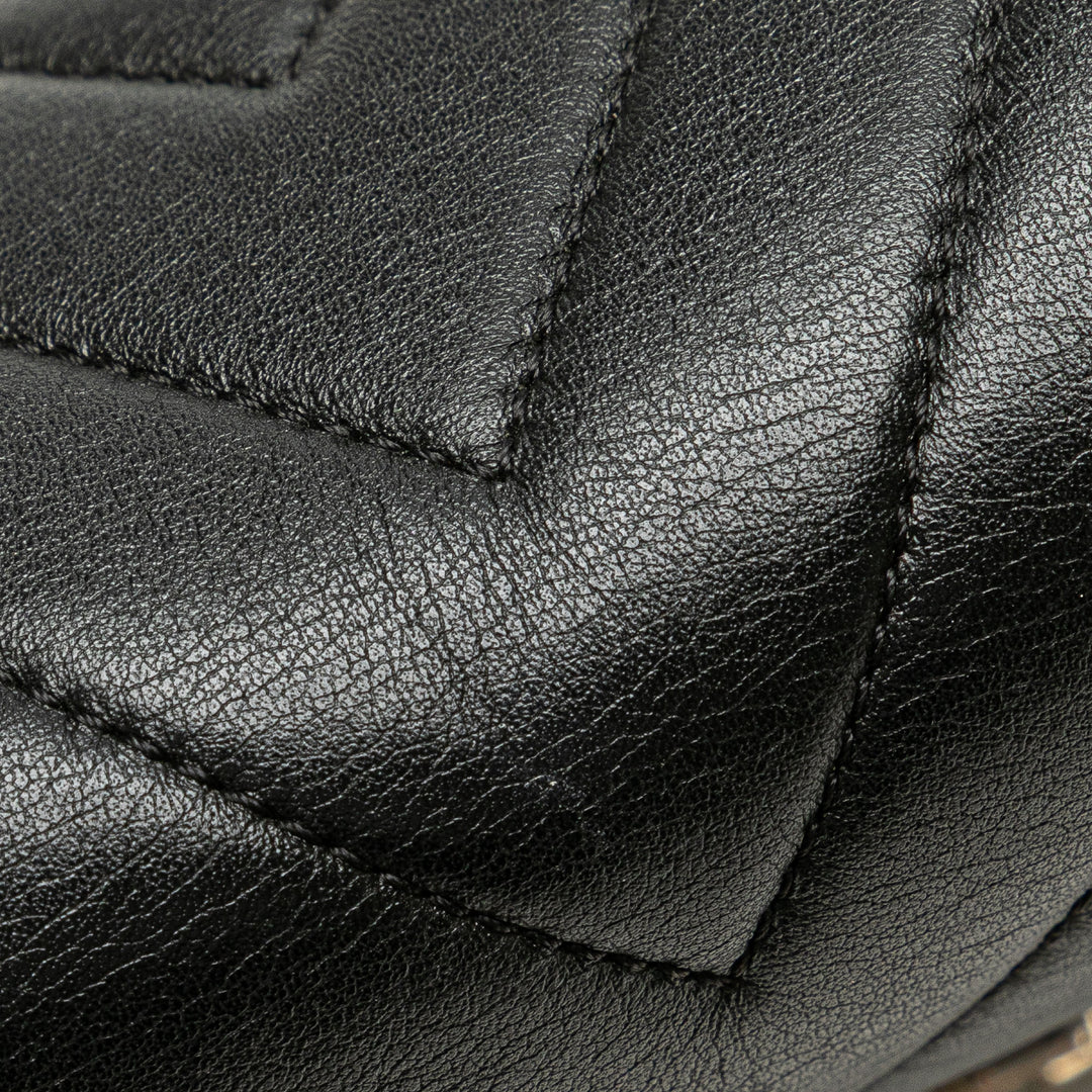 Old Medium Chevron Calfskin Boy Flap Black - Gaby Paris