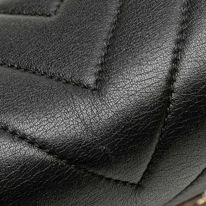 Old Medium Chevron Calfskin Boy Flap Black - Gaby Paris