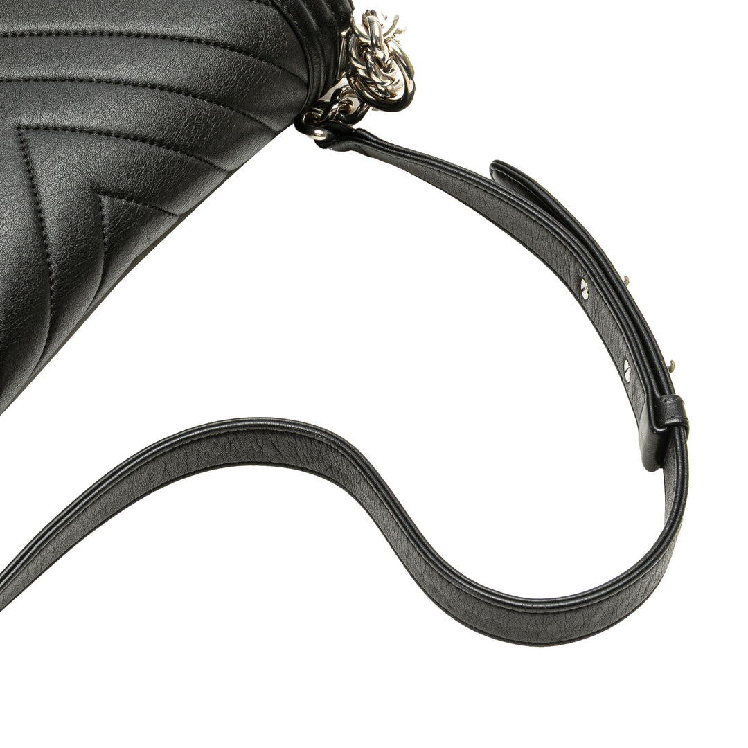 Old Medium Chevron Calfskin Boy Flap Black - Gaby Paris