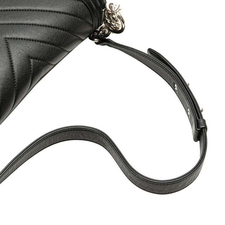Old Medium Chevron Calfskin Boy Flap Black - Gaby Paris