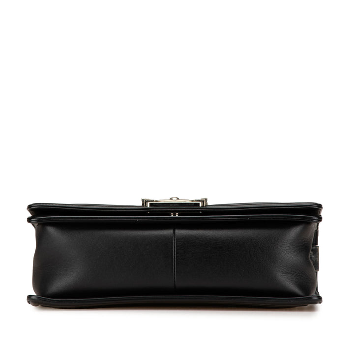 Old Medium Chevron Calfskin Boy Flap Black - Gaby Paris