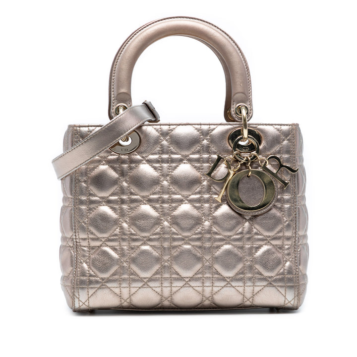 Dior Medium Metallic Cuir d’agneau Cannage Lady Dior