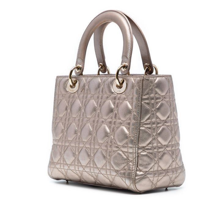 Dior Medium Metallic Cuir d’agneau Cannage Lady Dior