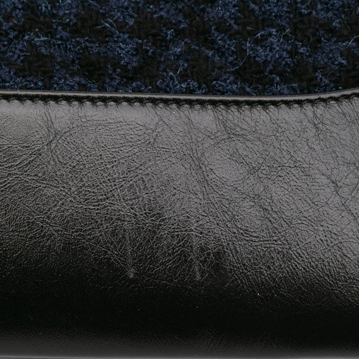 Quilted Tweed and Calfskin Embroidered Gabrielle Clutch Blue - Gaby Paris