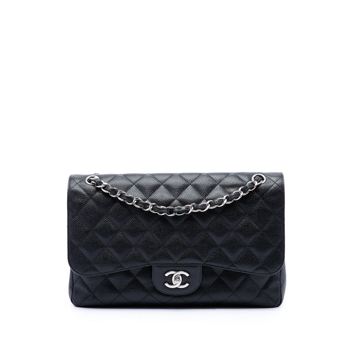 Classic Double rabat Jumbo Cuir caviar Noir