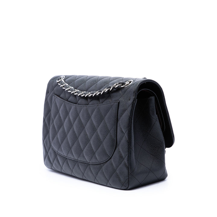Classic Double rabat Jumbo Cuir caviar Noir