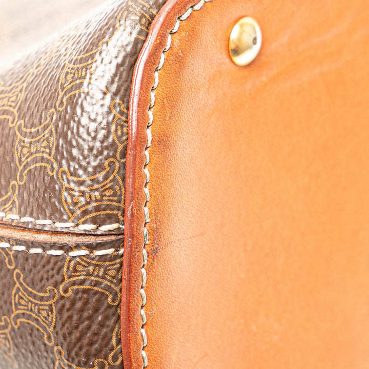 Mini Macadam Coated Canvas Dome Satchel Brown - Gaby Paris