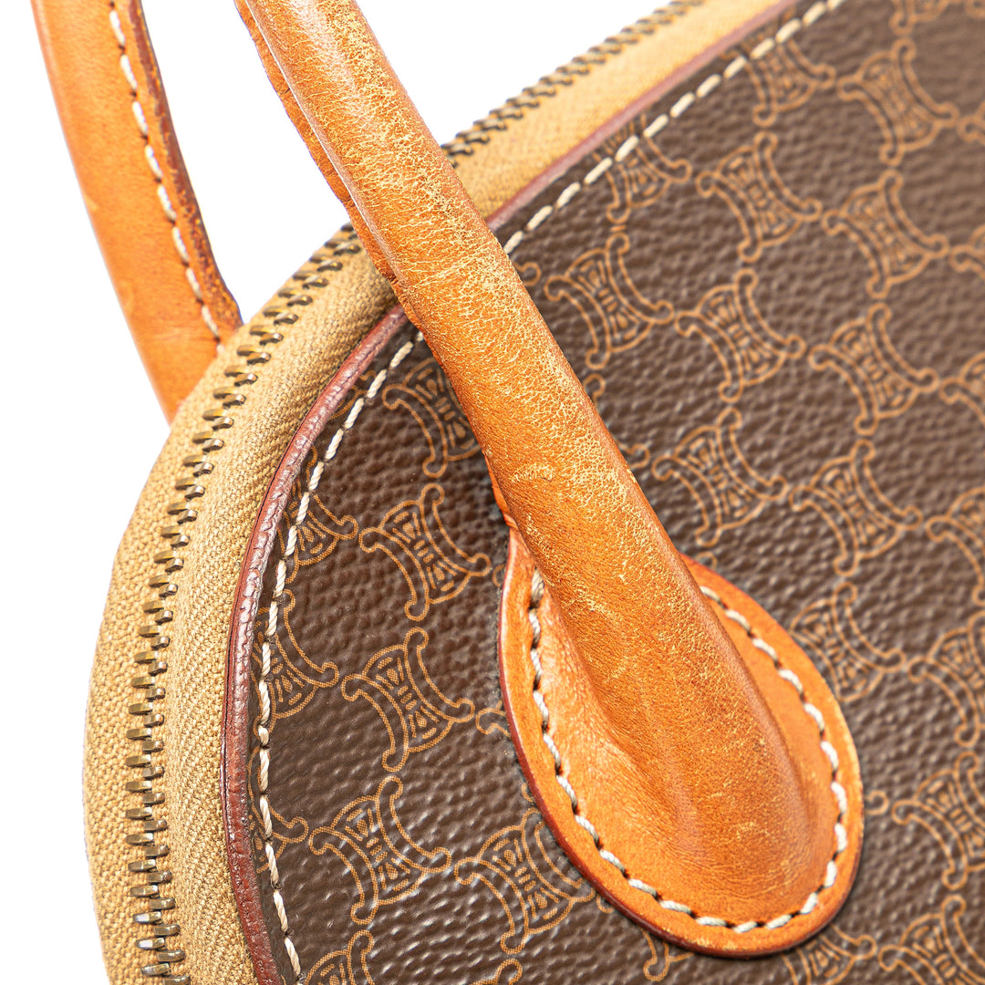 Mini Macadam Coated Canvas Dome Satchel Brown - Gaby Paris