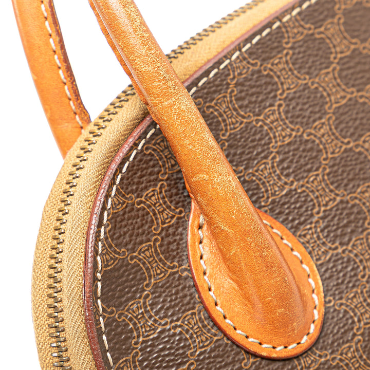 Mini Macadam Coated Canvas Dome Satchel Brown - Gaby Paris
