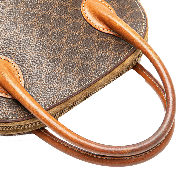 Mini Macadam Coated Canvas Dome Satchel Brown - Gaby Paris