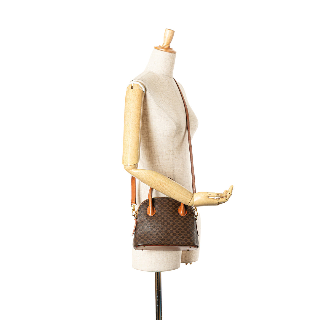 Mini Macadam Coated Canvas Dome Satchel Brown - Gaby Paris
