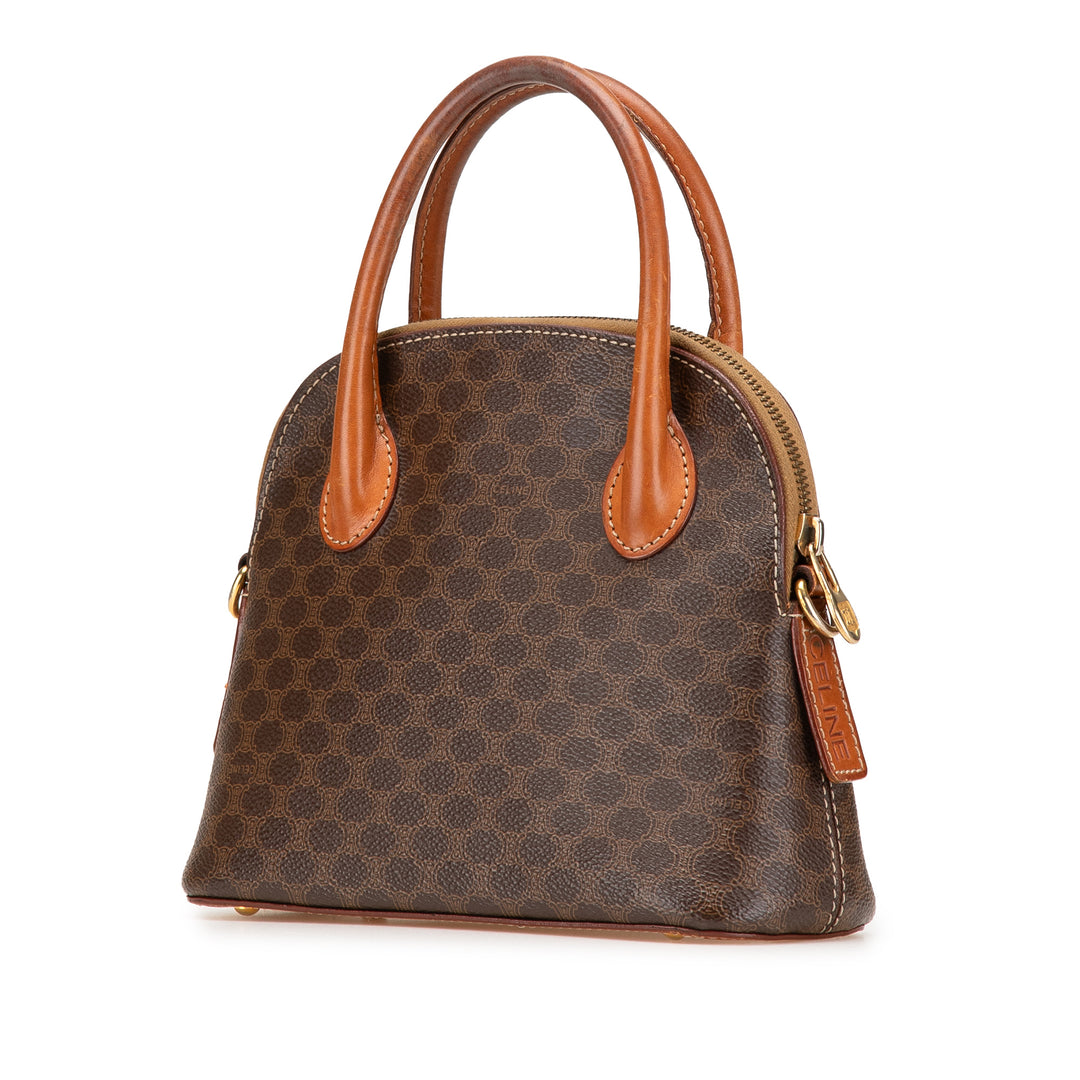 Mini Macadam Coated Canvas Dome Satchel Brown - Gaby Paris