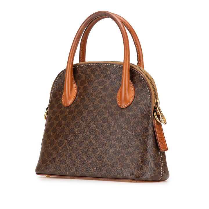 Mini Macadam Coated Canvas Dome Satchel Brown - Gaby Paris