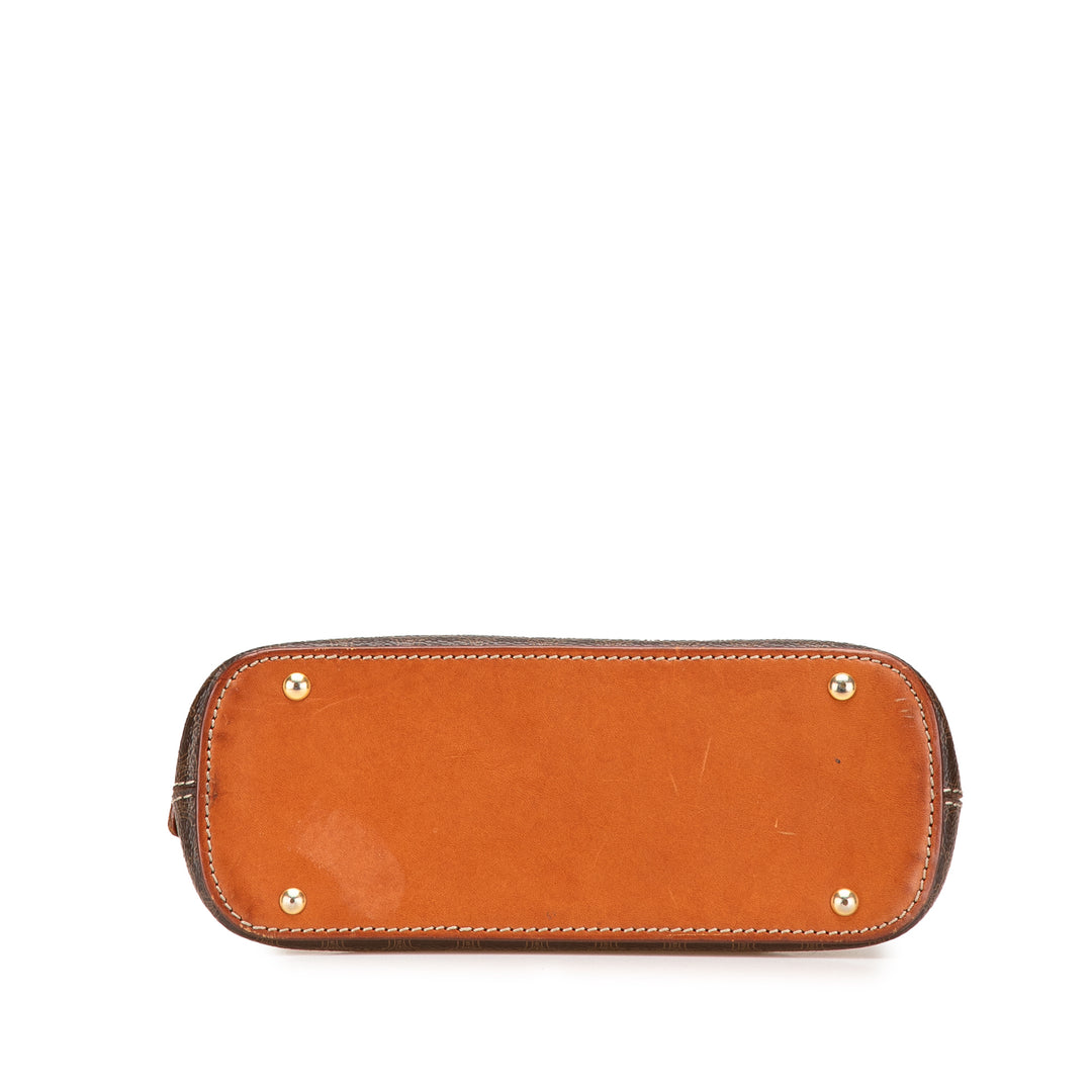 Mini Macadam Coated Canvas Dome Satchel Brown - Gaby Paris