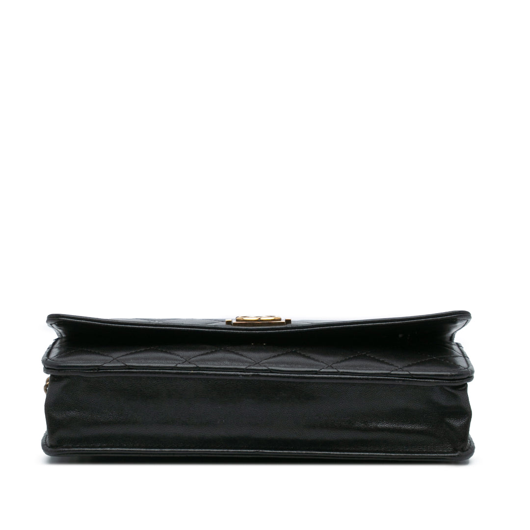 Lambskin Boy Wallet On Chain Black - Gaby Paris
