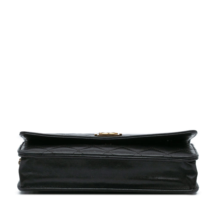Lambskin Boy Wallet On Chain Black - Gaby Paris