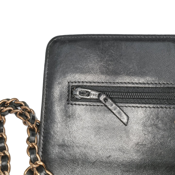 Lambskin Boy Wallet On Chain Black - Gaby Paris