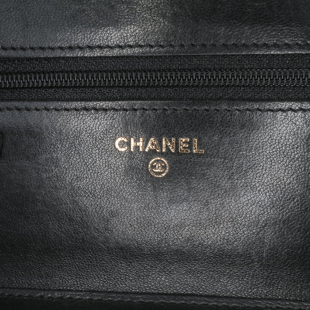Lambskin Boy Wallet On Chain Black - Gaby Paris