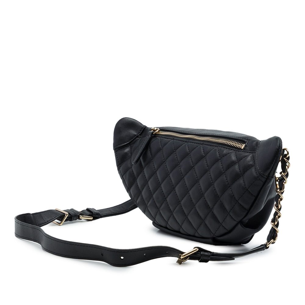 Chanel Matelassé Classic Bi Waist Sac Cuir d'agneau Noir – vue 2 – GABY PARIS