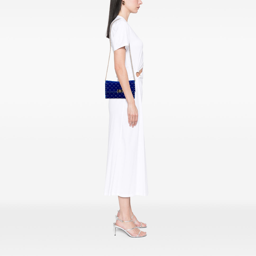 Valentino Matelassé Velours Rockstud Spike Wallet on Chain