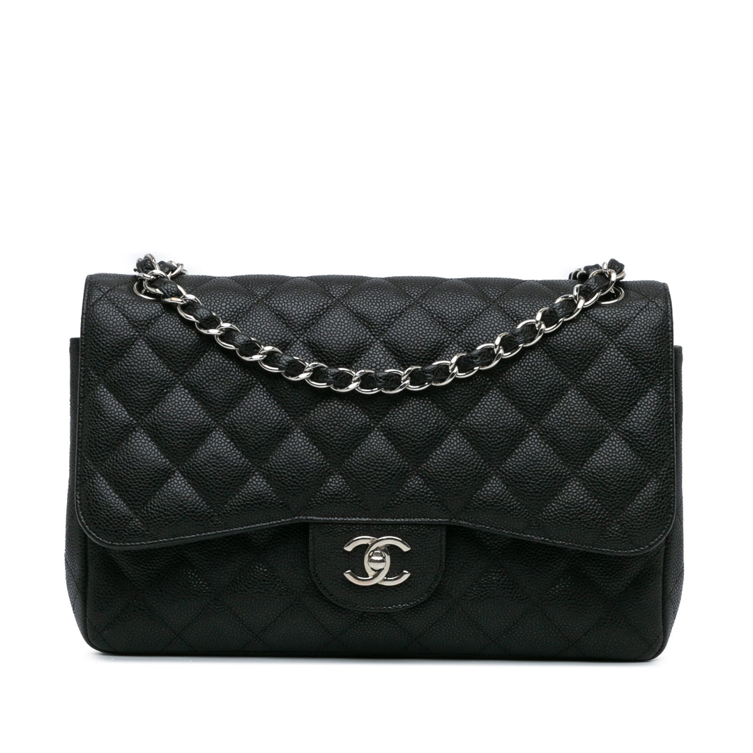 Jumbo Classic Caviar Double Flap Black - Gaby Paris