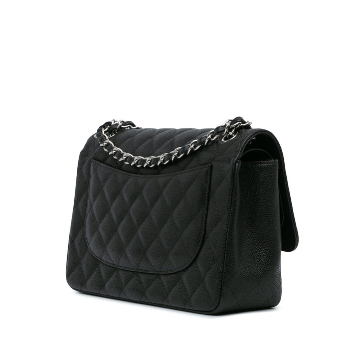 Jumbo Classic Caviar Double Flap Black - Gaby Paris