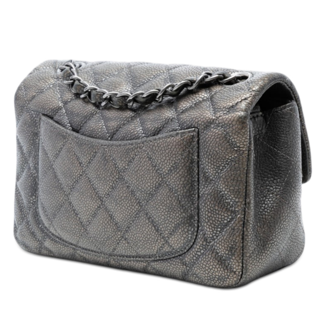 Chanel Mini Rectangular Classic Metallic Caviar Simple rabat