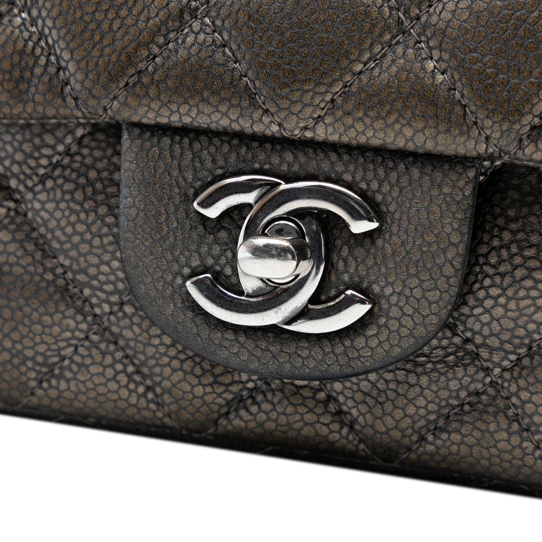 Chanel Mini Rectangular Classic Metallic Caviar Simple rabat