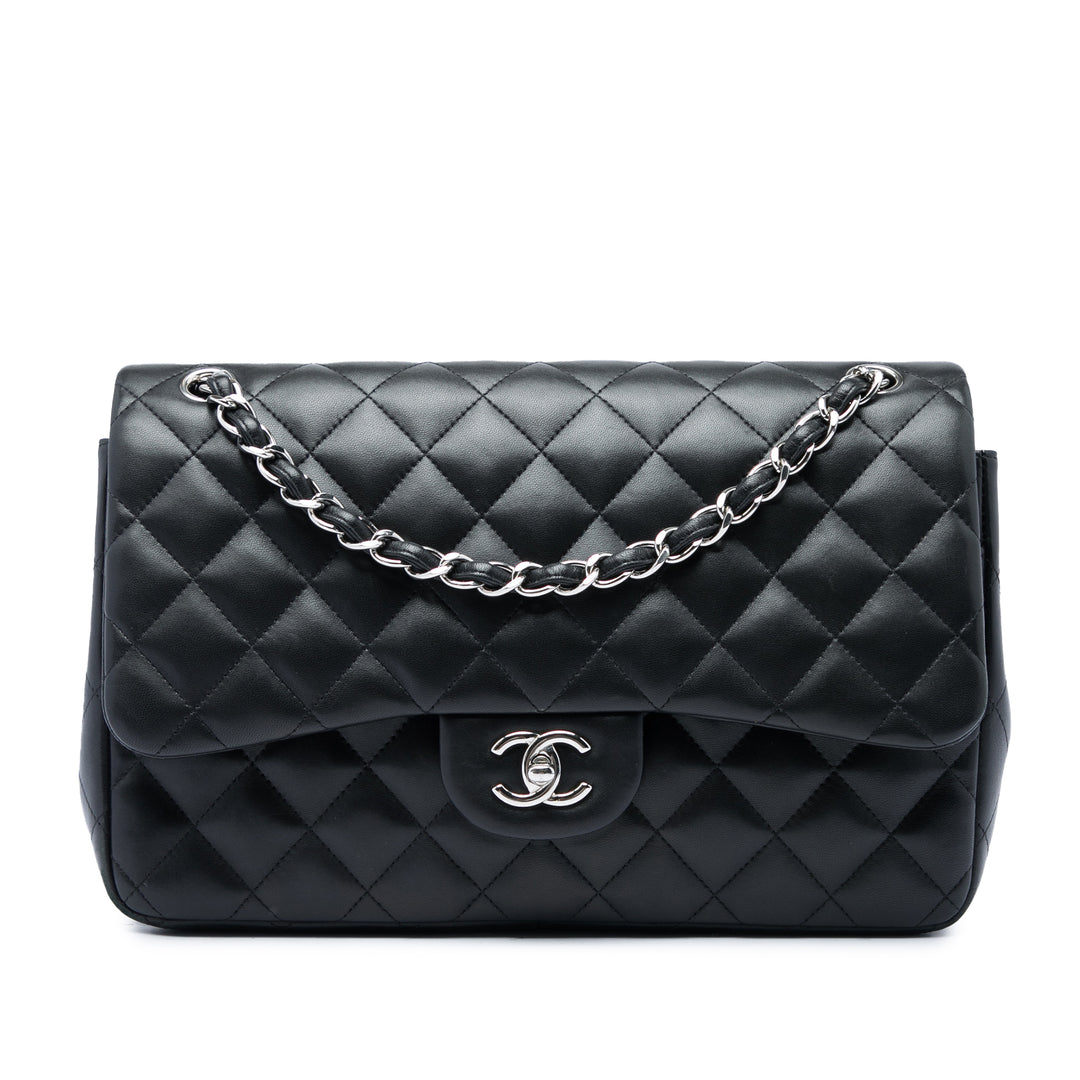 Classic Double rabat Jumbo Cuir d'agneau Noir